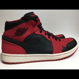 Nike Air Jordan 1 Mid size 11.5. black/red bred